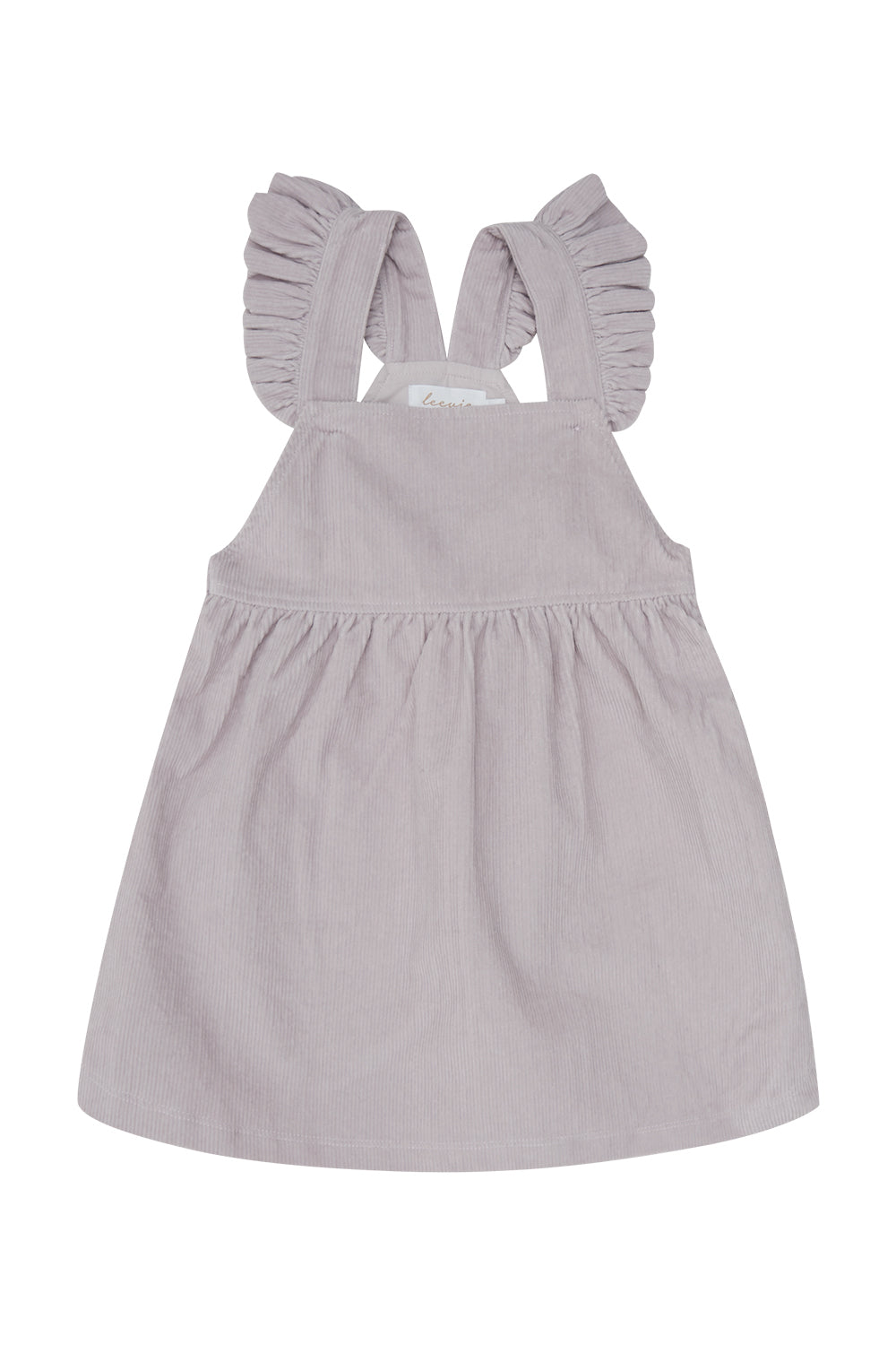 Corduroy dress with ruffle straps 'Dusty Rose'